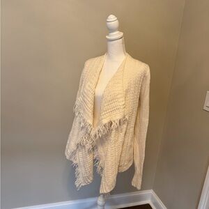 NWOT Thick Cream Fringe Cardigan